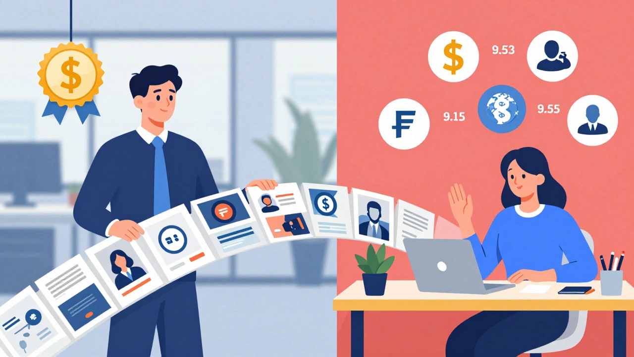 Дизайнер в гибридной модели работы: одна половина — офис, другая — фриланс с международными клиентами и валютными курсами.