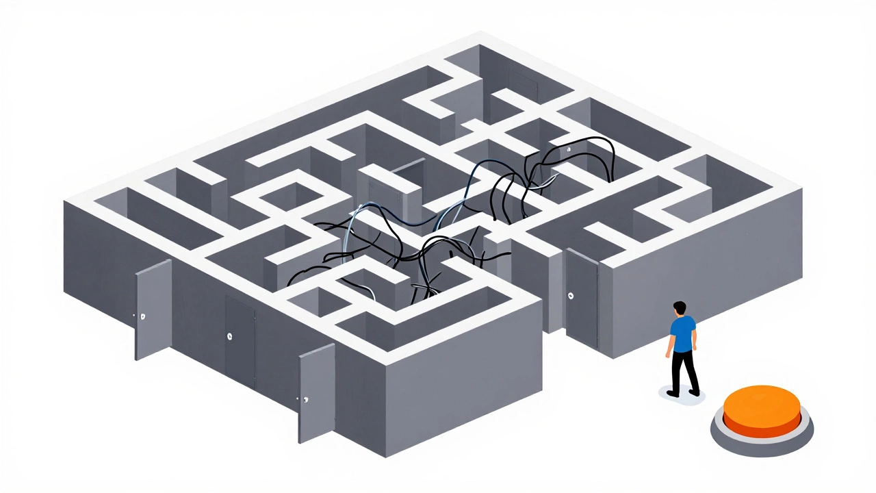 Запутанный лабиринт против простого пути к кнопке