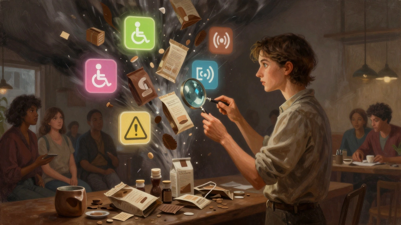 Дизайнер выбирает упаковку среди генераций ИИ, с элементами доступности и реальными пользователями.