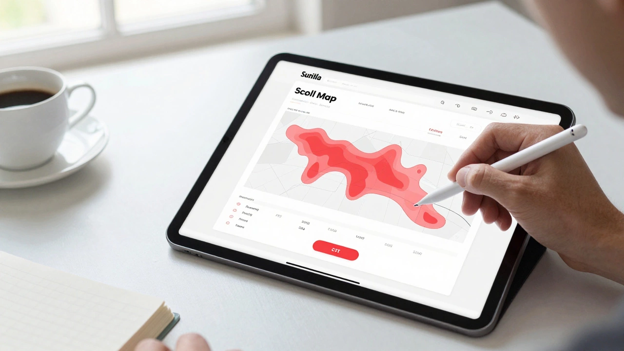 Анализ карты скроллинга лендинга на экране планшета для оптимизации конверсии