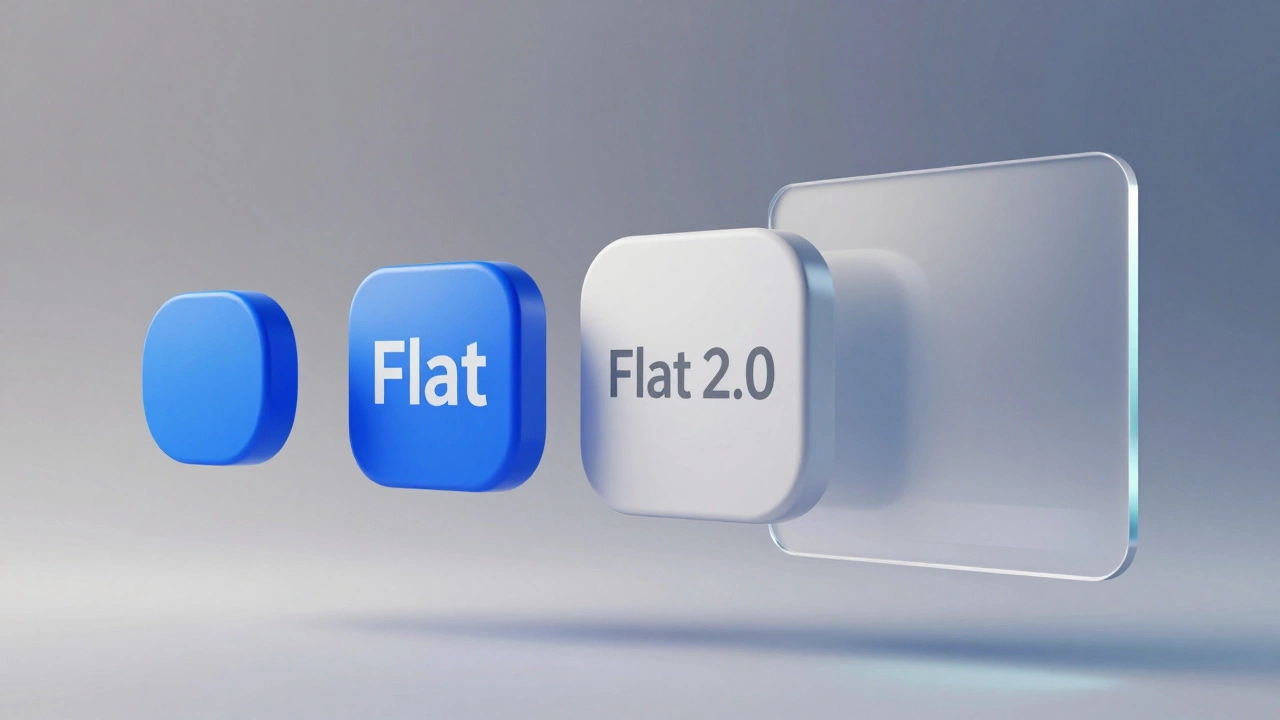 Эволюция интерфейсов от плоского дизайна к неоморфизму и глассморфизму.