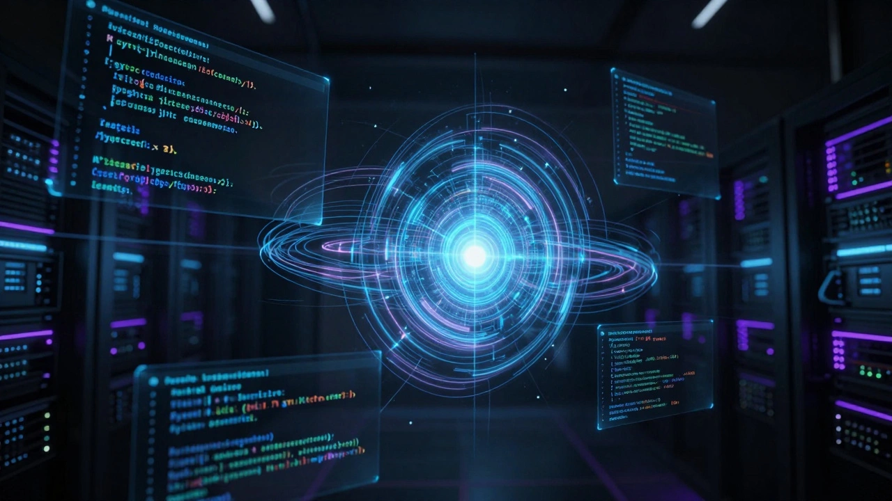 Футуристическая визуализация сложной разработки сайта с помощью программного кода
