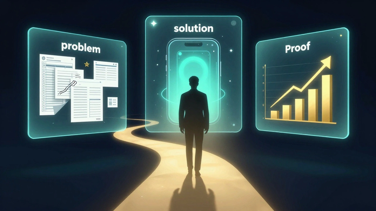 Концептуальный путь клиента через блоки проблем, решения и доказательств на сайте