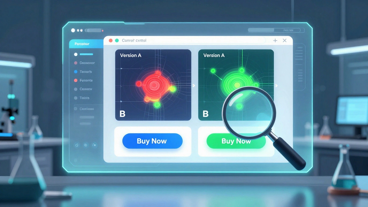 Процесс A/B тестирования интерфейса сайта с использованием тепловых карт