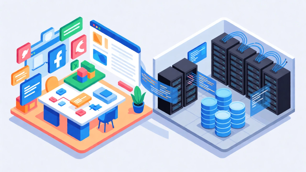 Сравнение конструктора сайтов и CMS в виде двух разных цифровых сред